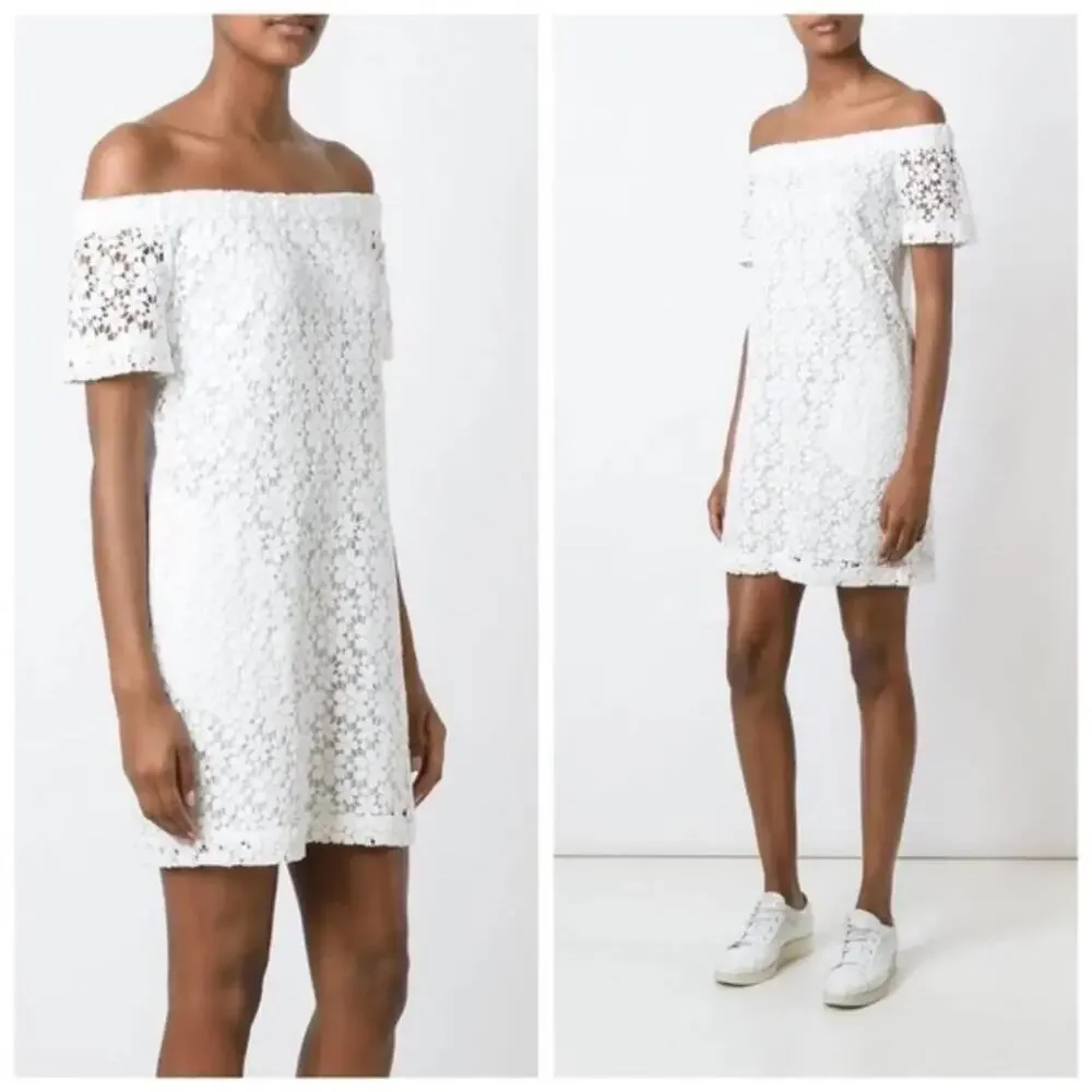 A.L.C. Bolen Crochet Lace Off Shoulder White Mini Dress Size 2 - Picture 1 of 6